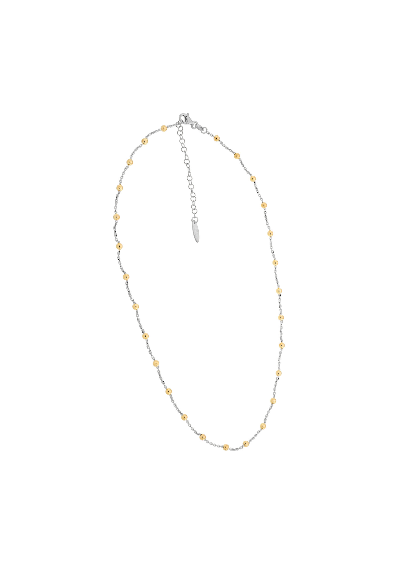 Collierkette mit Kugeln 43+5cm, 925er Sterling Silber 18kt vergoldet