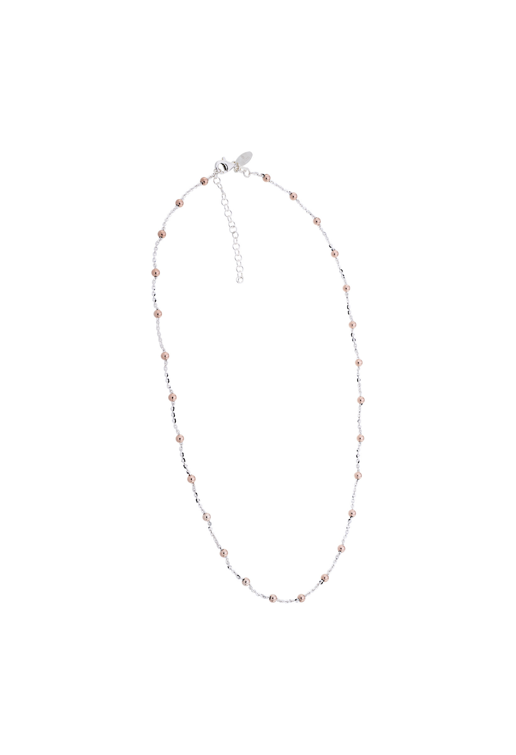 Collierkette mit Kugeln 43+5cm, 925er Sterling Silber 18kt rosé vergoldet