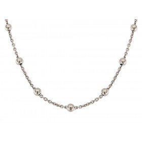 Collierkette mit Kugeln 43+5cm, 925er Sterling Silber rhodiniert