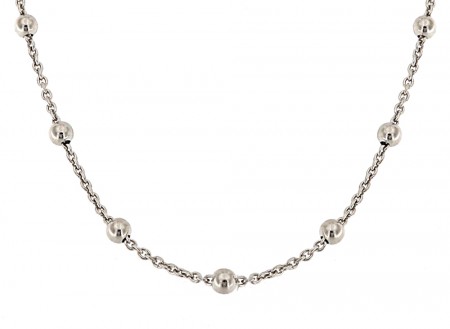 Collierkette mit Kugeln 43+5cm, 925er Sterling Silber rhodiniert