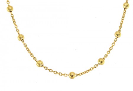 Collierkette mit Kugeln 70cm, 925er Sterling Silber 18kt vergoldet