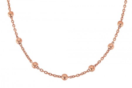 Collierkette mit Kugeln 43+5cm, 925er Sterling Silber 18kt rosé vergoldet